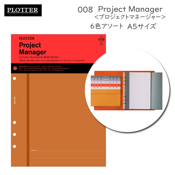 008 プロジェクトマネージャー 6色アソート《A5サイズ》リフィル PLOTTER 　777-164-32［M便 1/2］【取寄せ品】