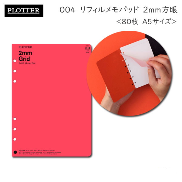 004 リフィルメモパッド 2mm方眼 80枚《A5サイズ》 PLOTTER/プロッター　ノックス 777-164-18［M便 1/2］　【取寄せ品】